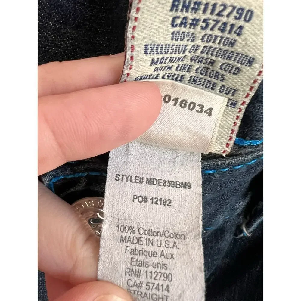 True Religion Vintage Y2K Made in USA Distressed Denim Straight Leg Jeans Sz 38